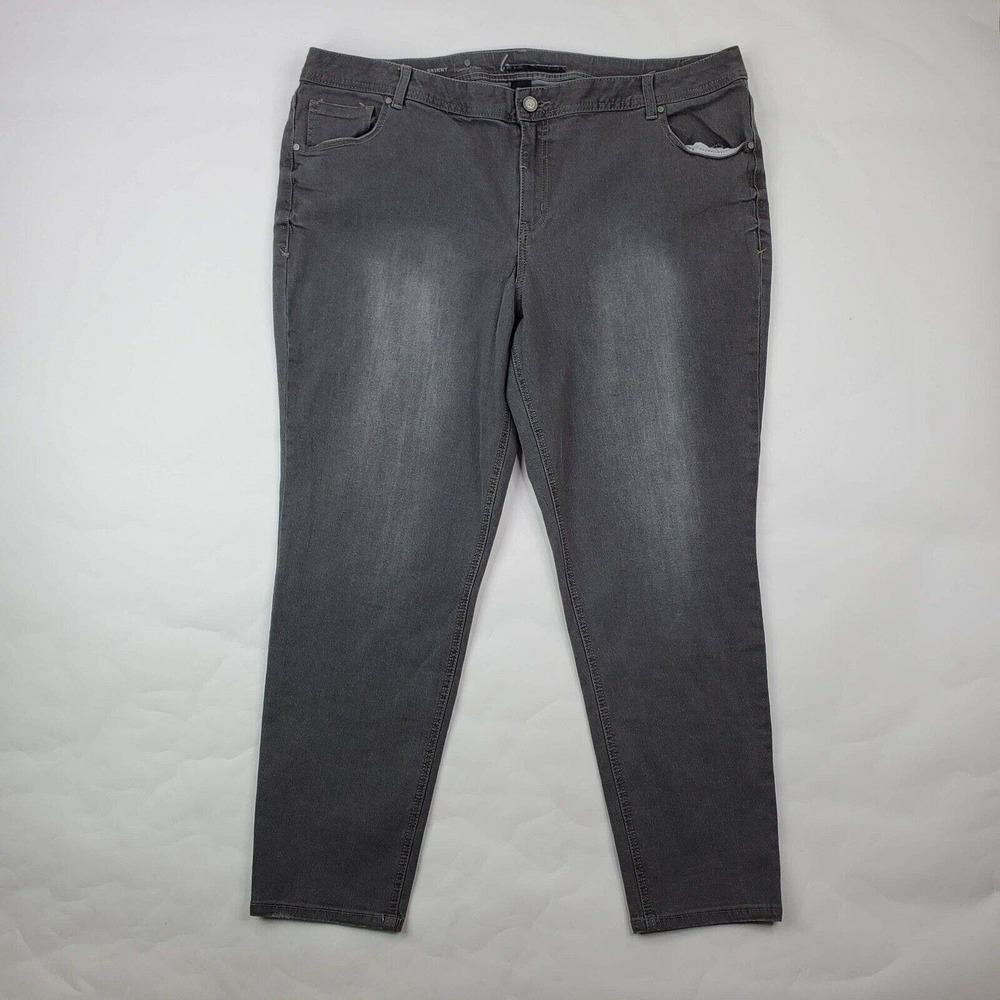 CC - Lane Bryant Skinny Jeans Womens 24 Dark Gray Genius Fit Stretch Distressed
